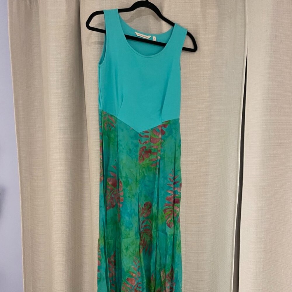 NWOT Soft Surroundings Summer Teal Tropical Midi